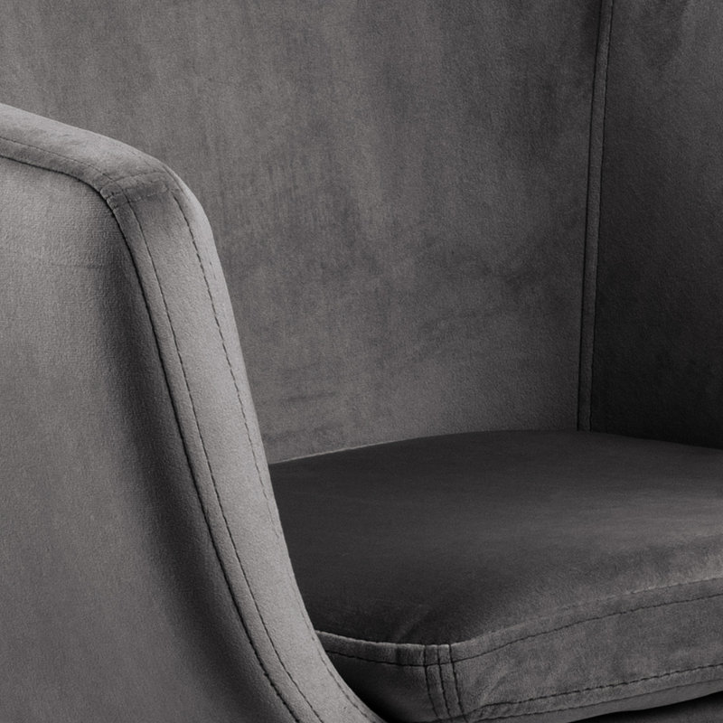 Ritenour Velvet Office Chair, Dark Grey