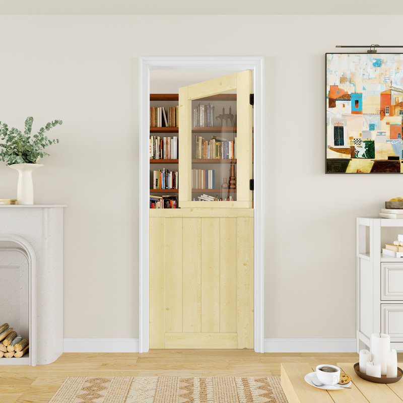 Porte semi-intérieure en bois de pin massif non fini 1 porte Lite, 32 po x 80 po