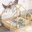Lit double en bois en forme de maison avec clôture, garde-corps-1129253818-1129253813