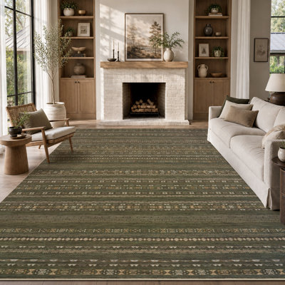 Tapis antidérapant à motif géométrique délavé Modern