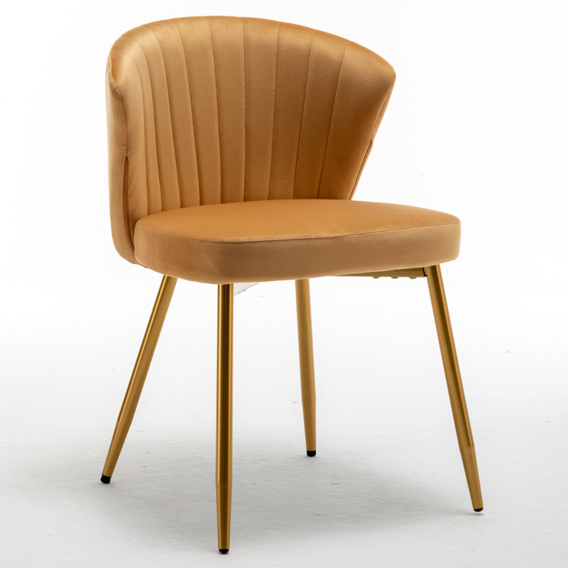 Raffinee Velvet Slipper Chair, Gold Yellow