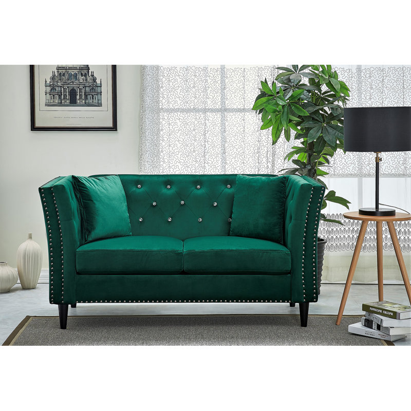 Cloyd 62.2'' Velvet Loveseat, Green