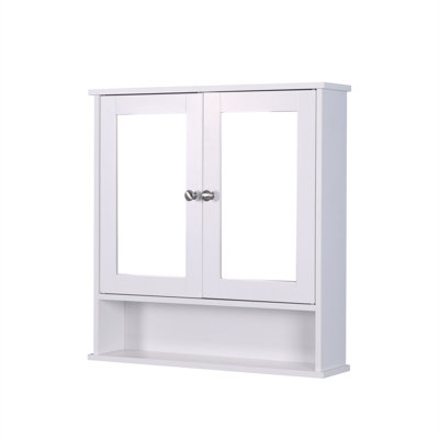 Armoire de salle de bain murale avec 2 portes miroir et tablette réglable, armoire de rangement contemporaine pour salle de bain