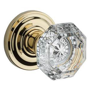 Crystal Passage Door Knob with Traditional Round Rose Baldwin