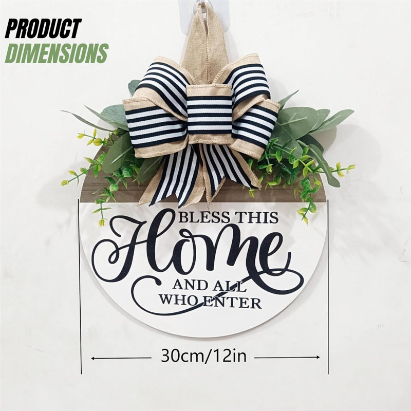 Welcome Sign Front Door – Rustic Round Wood Wreath Sign Outdoor Wall & Porch Decor All Season