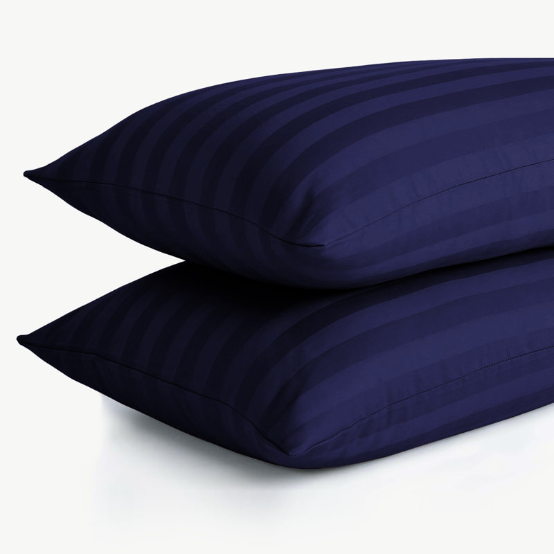 Aspire Homeware Ultra Soft & Breathable Microfiber Striped Pillowcase (Pack Of 2), Navy