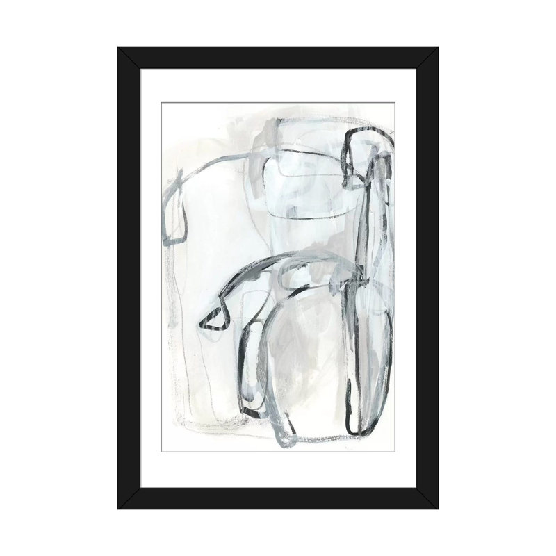 «Entanglements II», reproduction sur toile, H 32 po x l 24 po x P 1 po, Papier d'art encadré noir, Blanc