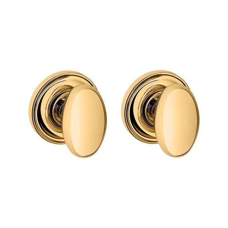 Estate Passage Door Knob with 5002 Rose, Non-lacquered Brass