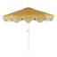 Parasol d'extérieur à frange bohémienne de 9 pi avec manivelle et inclinaison Collins, pavillon jaune moutarde / crème festonné résistant aux rayons UV, mât blanc-1422570732-1430827844