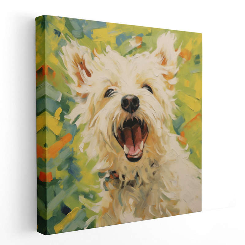 «Neutral Dog», art mural | Joyeux Pawtrait velu, Cadre flottant noir, H 40 po x l 40 po x P 1,25 po