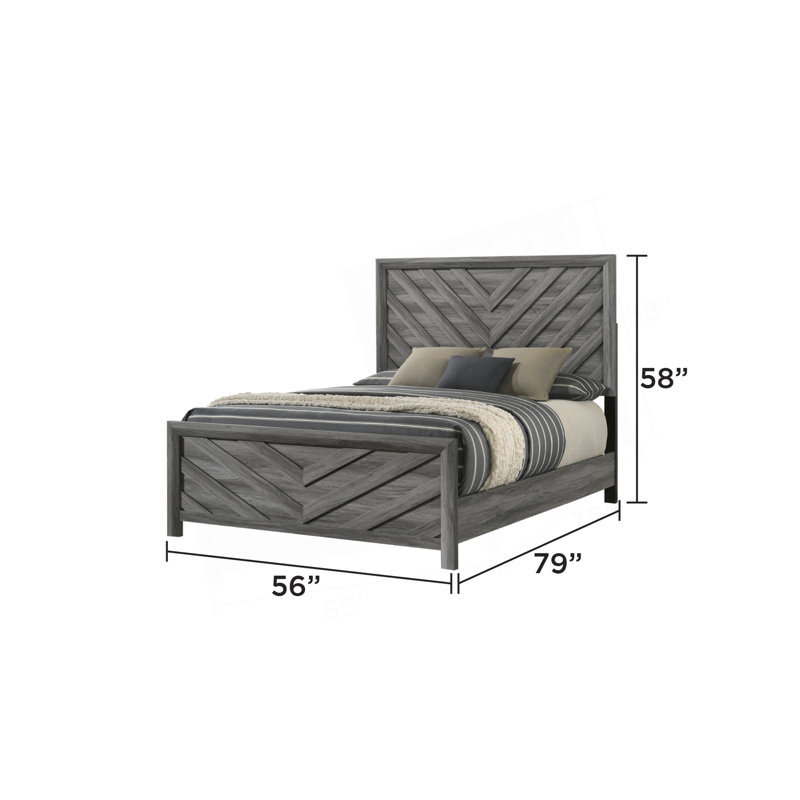 Lit en bois de style moderne Denver, gris, Lit double
