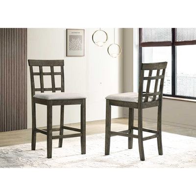 Cool Grey Counter Height Dining Chairs With Upholstered Seats And Slatted Back - 2 Piece For House