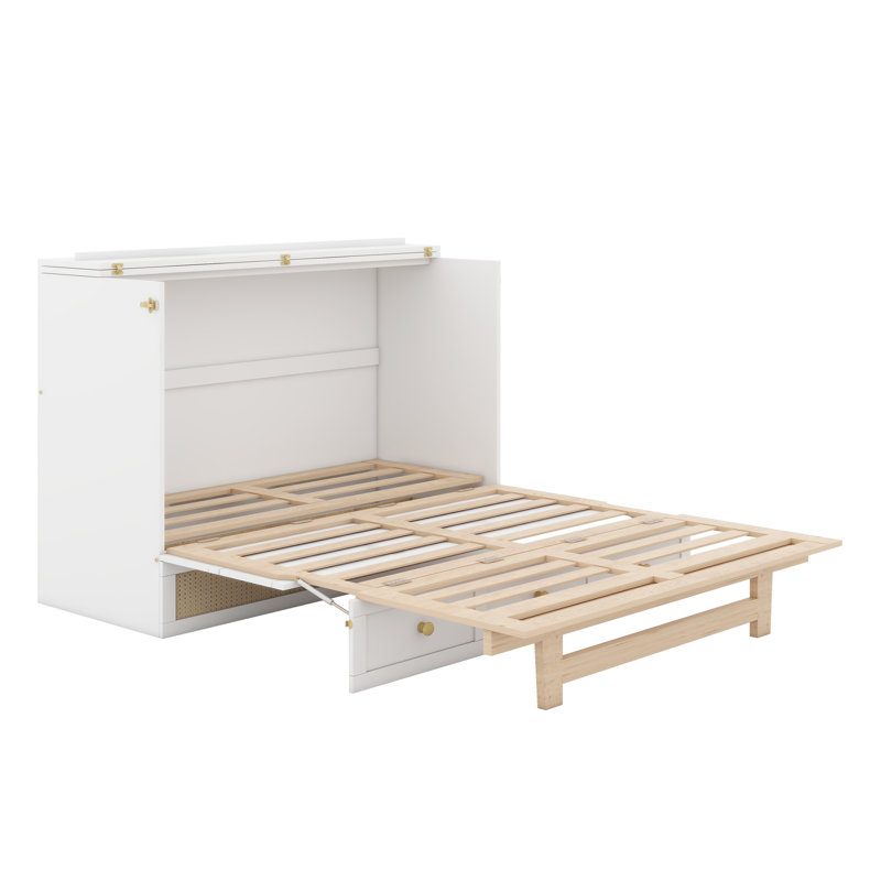Murphy Bed with Large Drawers, Queen, White