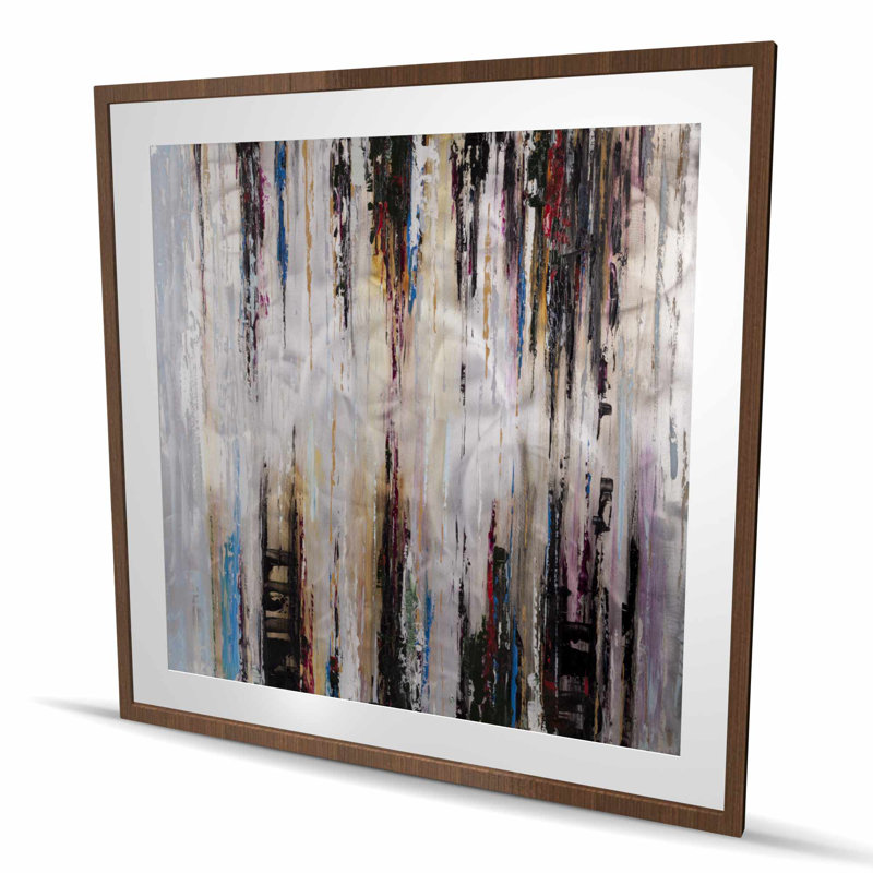 «Abstract Runny Paint», reproduction encadrée en noir mat moderne
