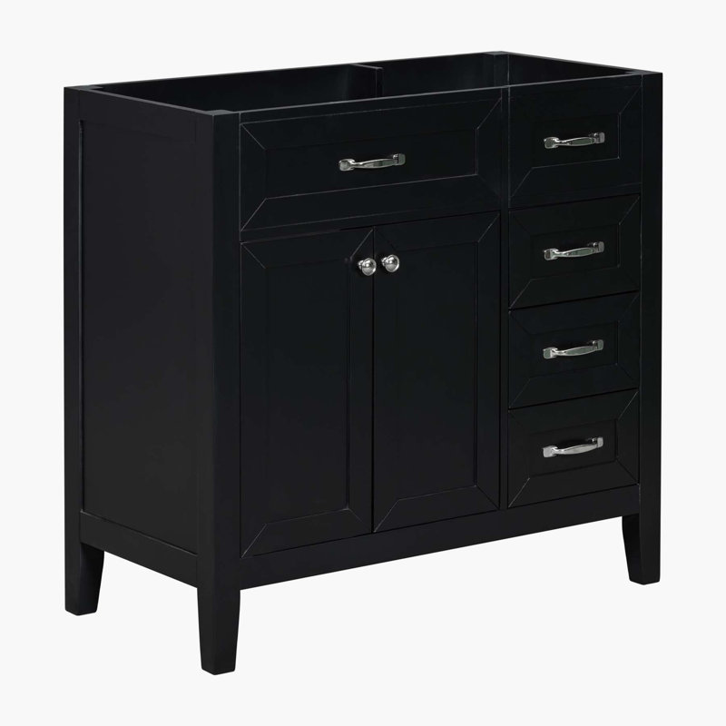 Charming Bathroom Vanity with Drawers and Ample Storage Space, Black