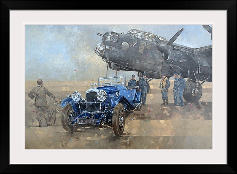 Azzurro " Able Mable And The Blue Lagonda " by Peter Miller, Black Framed, 20" H x 26" W x 1" D