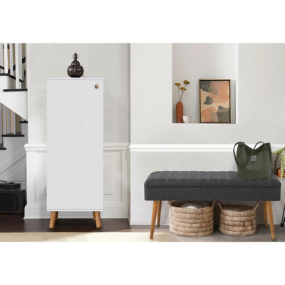 Scandinavian Hallway Furniture Set, Shoe Cabinet & Bench | 100% Melamine Coated Particle Board, White & Anthracite | Cabinet: 19.7 x 53.1 x 15.0 inches, Bench: 41.3 x 19.7 x 15.7 inches | Stylish & Functional Design with Wooden Legs
