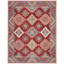 Tapis bleu / rouge en laine et coton touffeté à la main Vahakn-2080060385