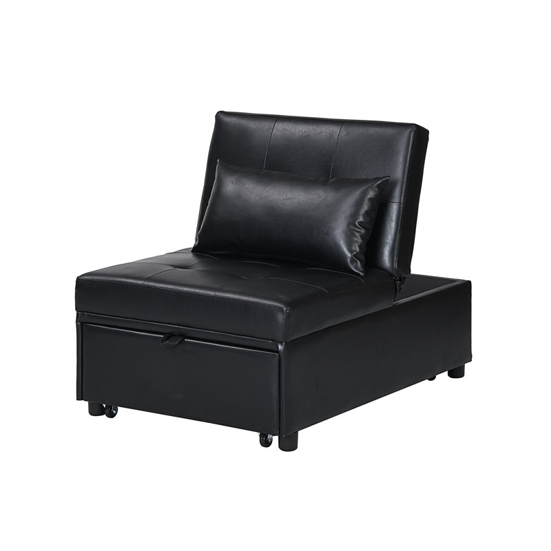 Canapé-lit pliant avec repose-pieds NOIR, Noir, noir, noir, noir