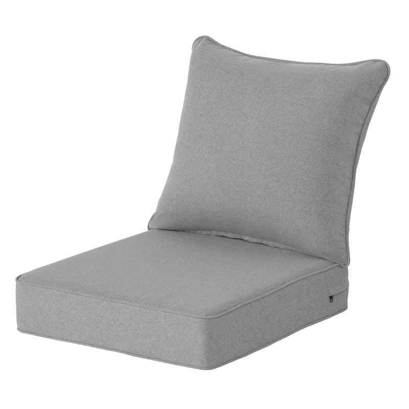 22" x 24" Outdoor/Indoor Deep Seat Patio Chair Cushions (Set of 2) - Water Resistant Design, Gray