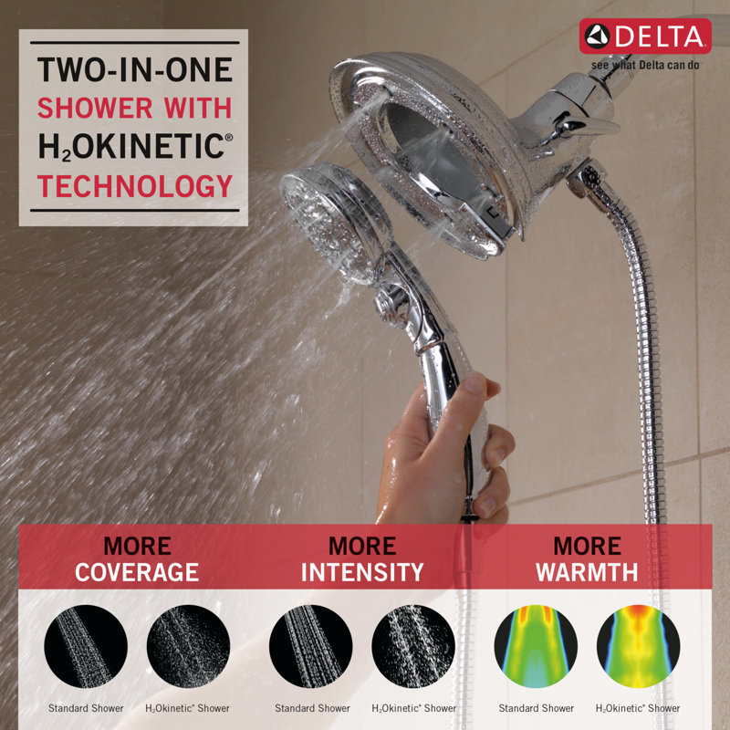 Universal Showering Components Multi Function Handheld Shower Head with H2okinetic Technology, Chrome