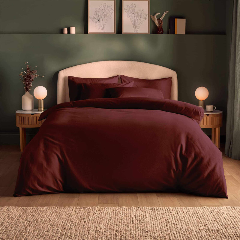 Silentnight Brushed Cotton Duvet Set, Red, Single Duvet Cover Set + 1 Standard Pillowcase