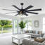 72 Inch Industrial Farmhouse Ceiling Fan with Light and Remote, Quiet and Reversible DC Motor, Caged Fandelier Large Ceiling Fan for Living Room
