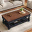 Table basse à plateau relevable rétro avec rangement pour le salon, le compartiment caché et la tablette inférieure-133685836