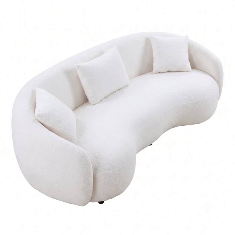 Mid Century Modern Curved Oversized Sofacama for Living Room, Bedroom, Office, Off White