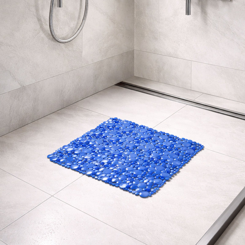 Polypropylene Plastic Non-Slip Shower Mat, Navy Blue