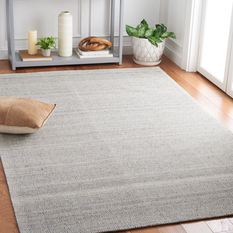 Msr9675 Wilton Martha Stewart Hand Woven Wool Cotton Geometric Rug in Dark Green/Ivory, Rectangle 5' x 8'