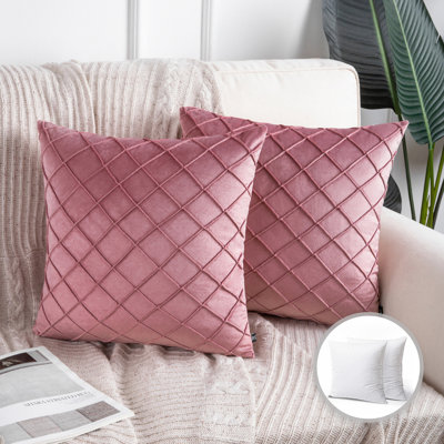 Square 18" Velvet Throw Pillow, Diamond Textured Decorative Pillows