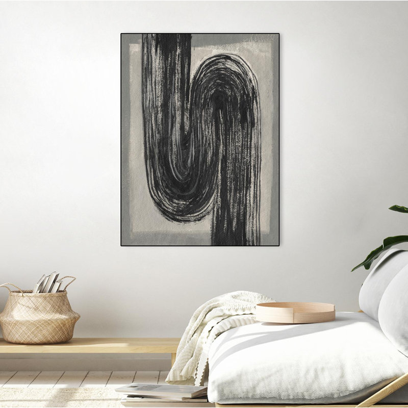 Gray Linear Path Ii '', toile encadrée par Giant Art, H 32 po x l 24 po