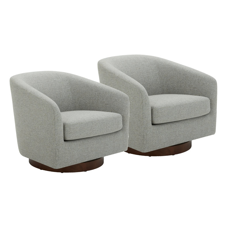 Fauteuil demi-tonneau pivotant Bennett (ensemble de 2), Panier en marbre Fredrickson