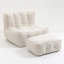 Chaise sans accoudoirs en velours avec repose-pieds-1003410347