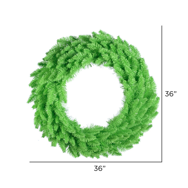Couronne de Noël artificielle en PVC, H 36 po x l 36 po x P 5 po, Chaux