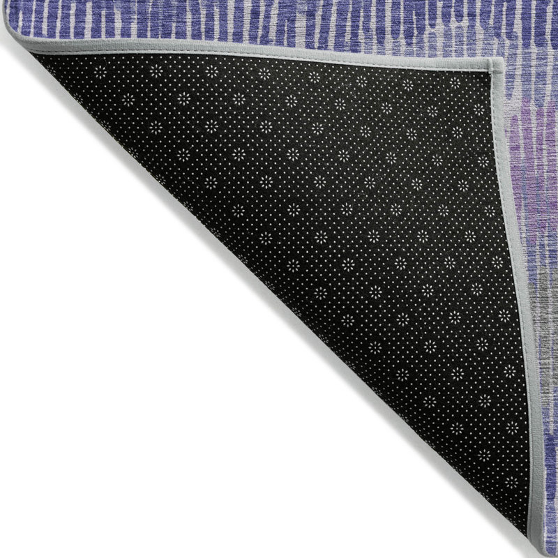Tapis intérieur lavable rayé mauve et gris 9 pi x 12 pi