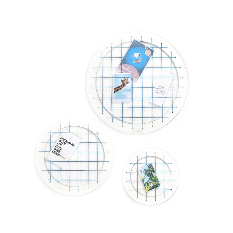 Blue Oval Memory Board Wall Decor Of 3, Solid Wood Framed, Modern Design For Living Room Beautification Styling Three Boards Decor, Shape With Frame, Setup Enhancement