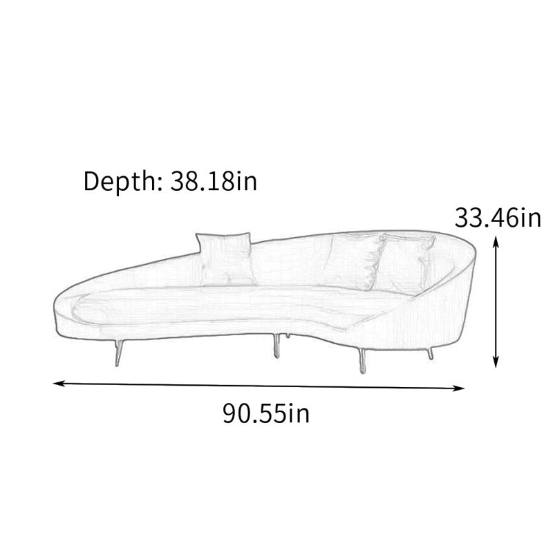 Chaises longues confortables en similicuir de bureau incurvées Comfy, Orienté à droite, Café