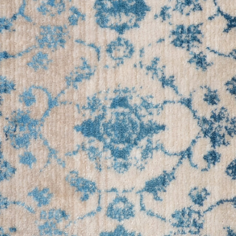 Hinnenkamp Machine Made Polyester Area Rugs - Rectangle, Ivory Blue Color, Oriental Design, Low Pile Machine Made Area Rugs for Living Room, Bed Room