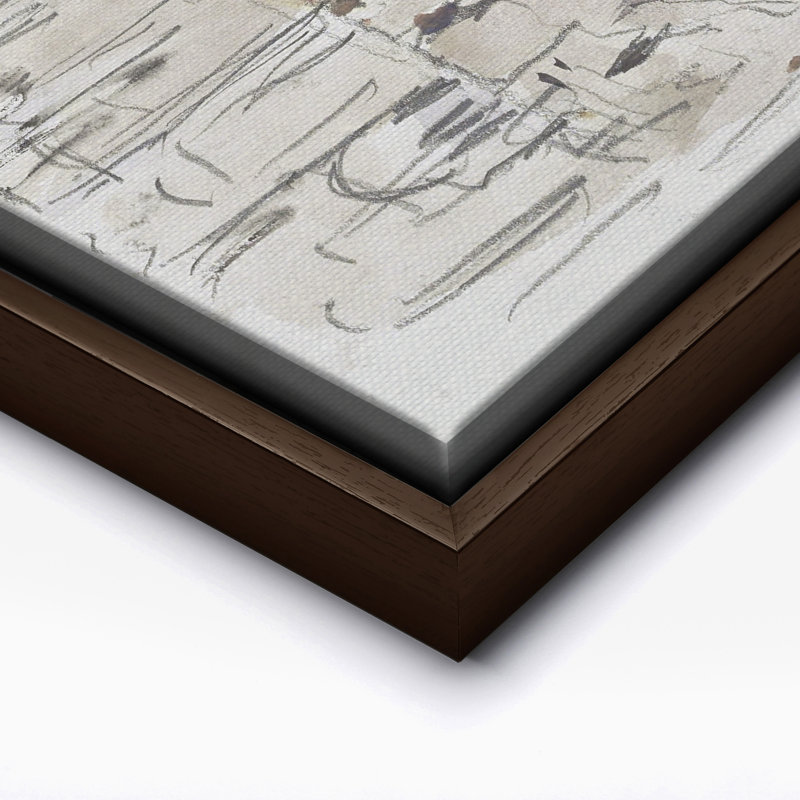 Dessin abstrait, Canvas, 08"H x 10"W, Brown Framed