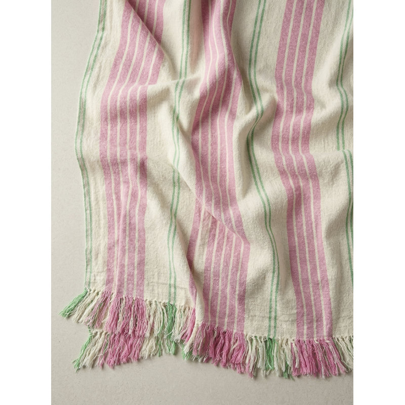 Green Newport Stripe Turkish Cotton Towel, Pink
