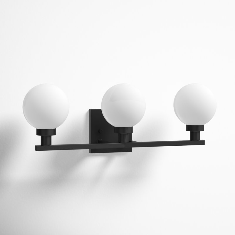 Ruthie 3 Light Frosted Dimmable Vanity Light, Midnight Black