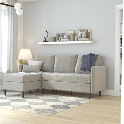 Chineta Modular Sectional Sofa with Storage Chaise, Gray Linen