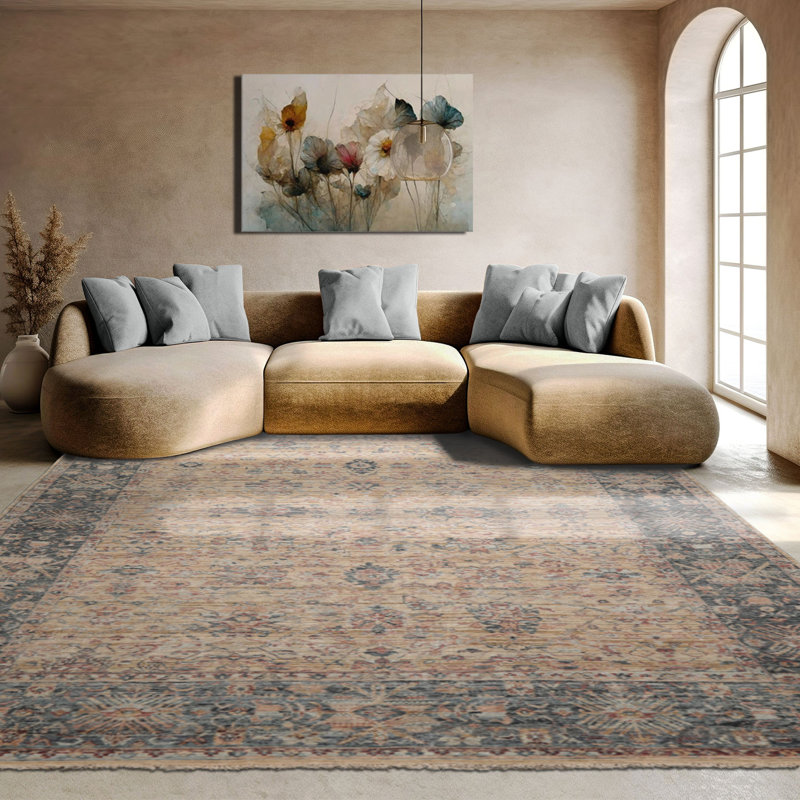 Tapis oriental beige en laine nouée à la main 8 x 8 8 pi
