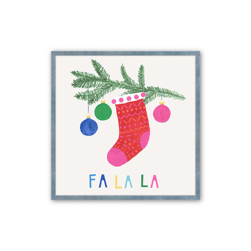 Chaussette de Noël joyeuse «I Print», H 13,5 po x l 13,5 po, Cadre simple électrique ciel électrique, bois ma