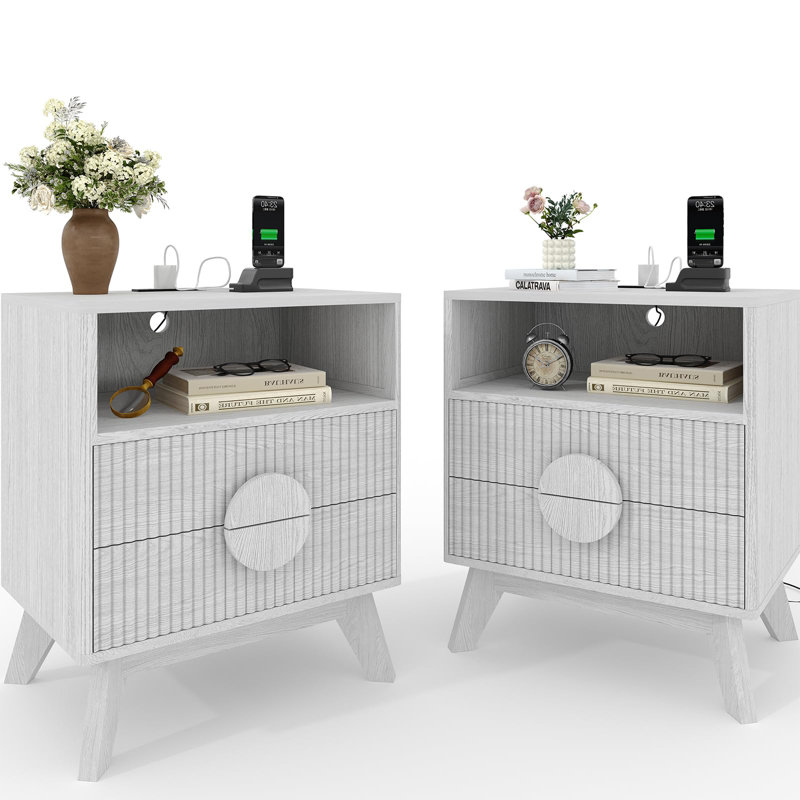 Manufactured Wood Bedside Table, Grey