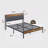 Modern Metal Platform Bed with Linen-Upholstered Storage Headboard & Open Bookcase Shelves – High Leg Design-1850940774-1829408826