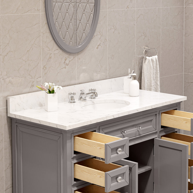 Bergin 48'' Single Bathroom Vanity with Marble Top, Gray