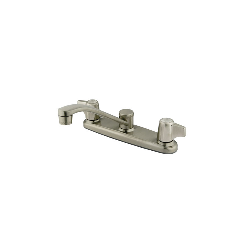 Franklin Canopy Double Handle Kitchen Faucet, Satin Nickel, With Spray